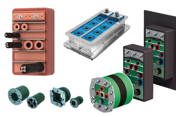 MacLean Electrical's cable transit systems: frames, blocks, round and rectangular transit options, sealing solutions, and installation accessories.
