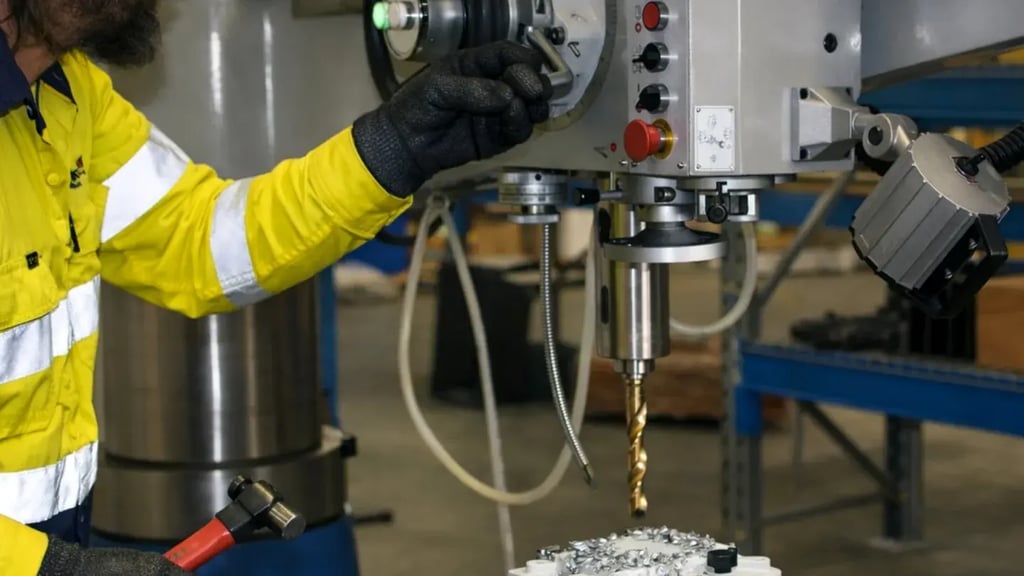 Technician modifying hazardous area equipment in the EXpress Solutions workshop in Australia. Technician modifying hazardous area equipment in the EXpress Solutions workshop in Australia.