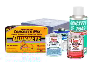 DNOW sells cements from concrete mix, contact cement, PVC cement, and CEM solvent