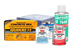DNOW sells cements from concrete mix, contact cement, PVC cement, and CEM solvent