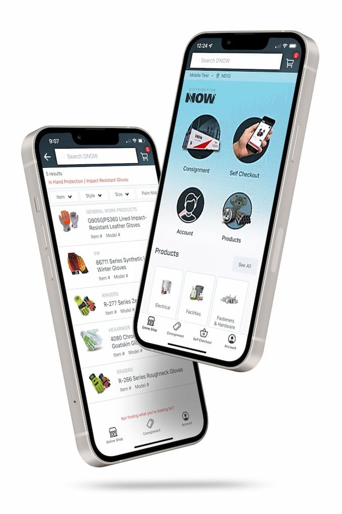 DNOW eCommerce Mobile App on Apple App Store and Google Play Store