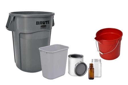 DNOW sells trash receptacles such as garbage cans, waste containers, and recycling bins, or some type of storage containers, jars or bottles