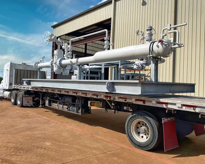 Photo: A pigging launcher & receiver skid on its way to power up pipelines across the country, fabricated by Power Service, a DistributionNOW company.