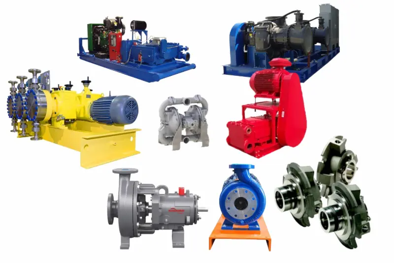 Thumbnail shows a wide variety of DNOW pump products that DistributionNOW sells, repairs and maintains.