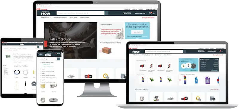 DNOW eCommerce solution for procuring oil field and industrial supplies.